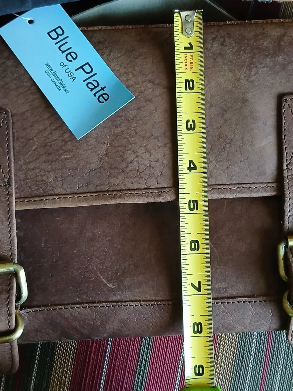 NWT Blue Plate of USA Leather Trifold Hanging Toiletry Bag Dopp Kit